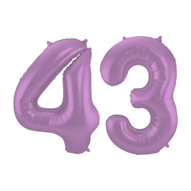 Folieballon 43 jaar metallic paars 86cm
