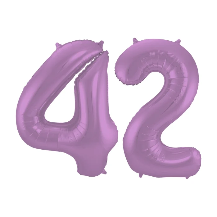 Folieballon 42 jaar metallic paars 86cm