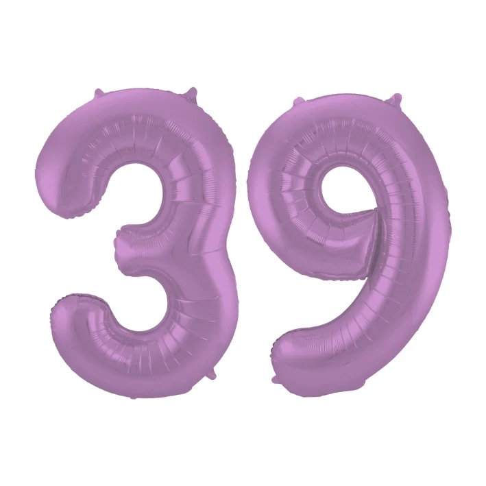 Folieballon 39 jaar metallic paars 86cm