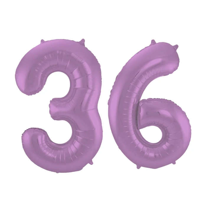 Folieballon 36 jaar metallic paars 86cm