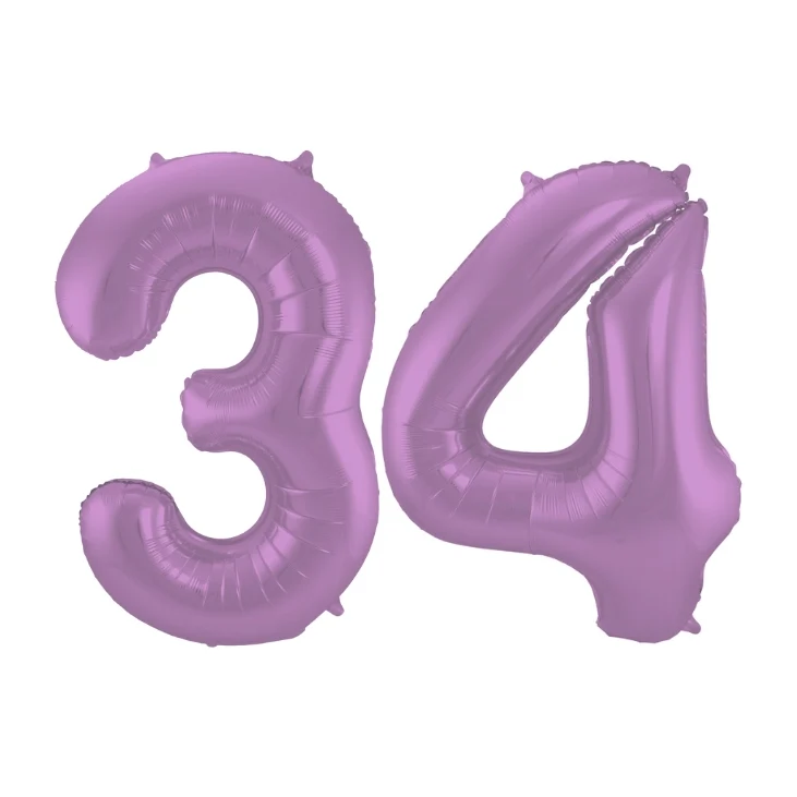 Folieballon 34 jaar metallic paars 86cm