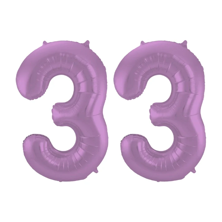 Folieballon 33 jaar metallic paars 86cm