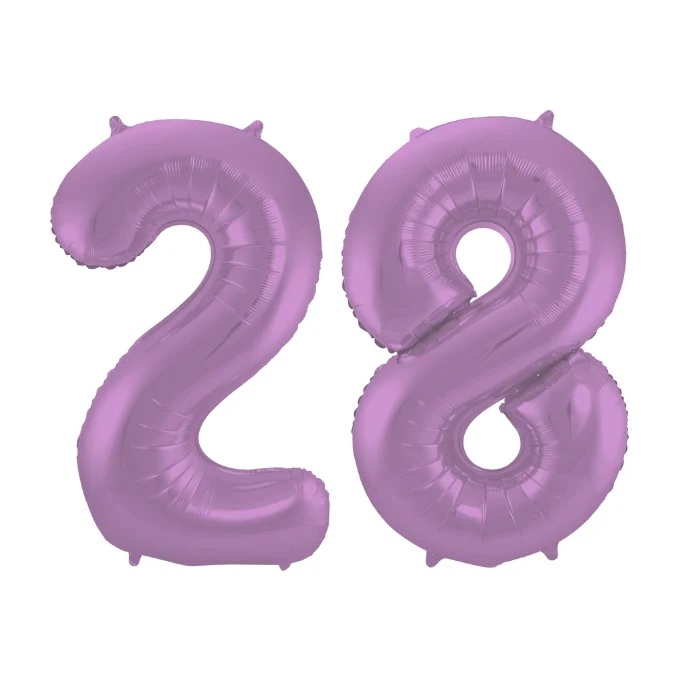 Folieballon 28 jaar metallic paars 86cm
