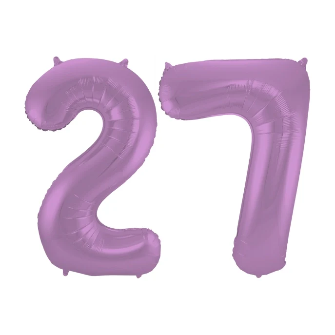 Folieballon 27 jaar metallic paars 86cm