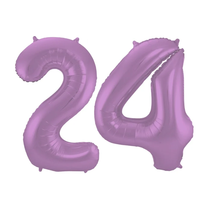 Folieballon 24 jaar metallic paars 86cm