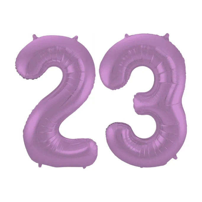 Folieballon 23 jaar metallic paars 86cm