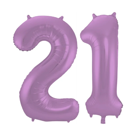 Folieballon 21 jaar metallic paars 86cm