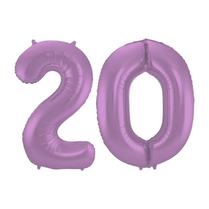 Folieballon 20 jaar metallic paars 86cm