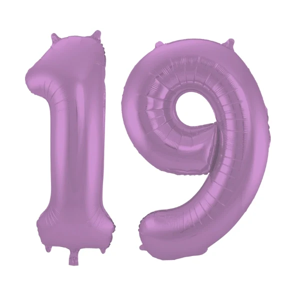 Folieballon 19 jaar metallic paars 86cm