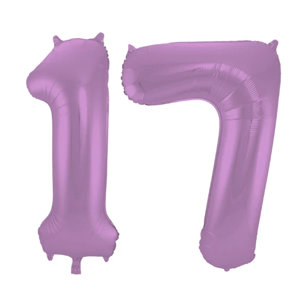 Folieballon 17 jaar metallic paars 86cm