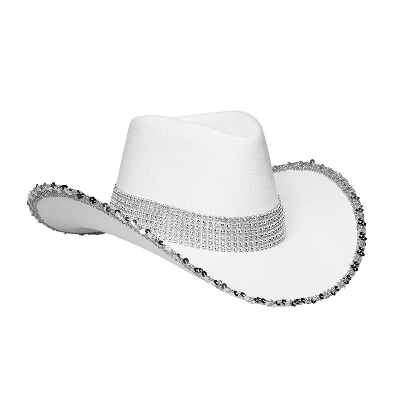 Witte cowboyhoed met glitters
