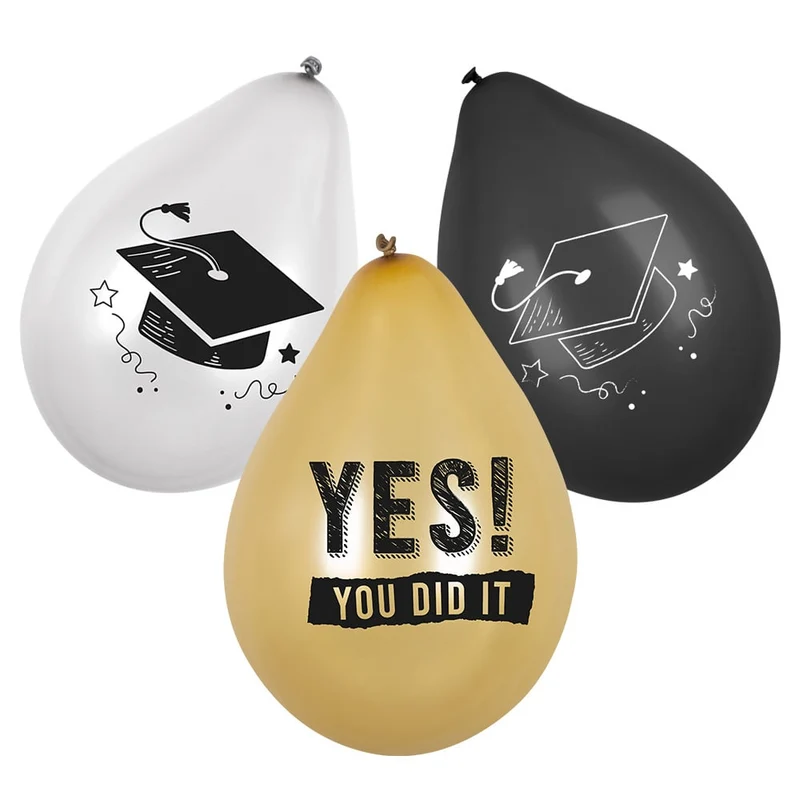 Set Latex ballonnen Yes You did It Afstudeerhoed (6st)