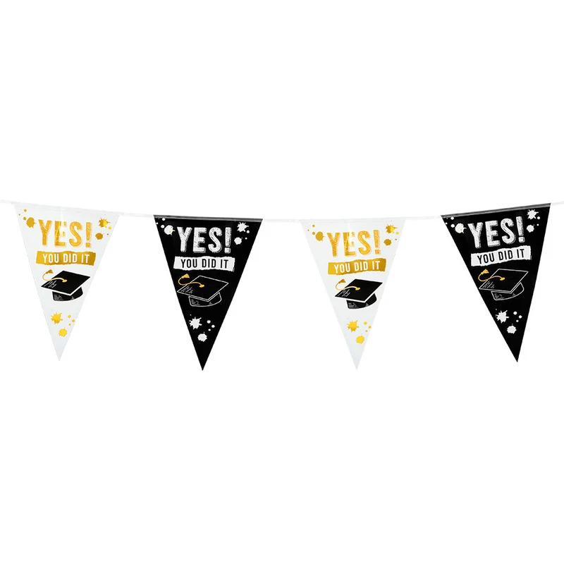 Vlaggenlijn 'Yes You Did It' zwart/wit (6m)