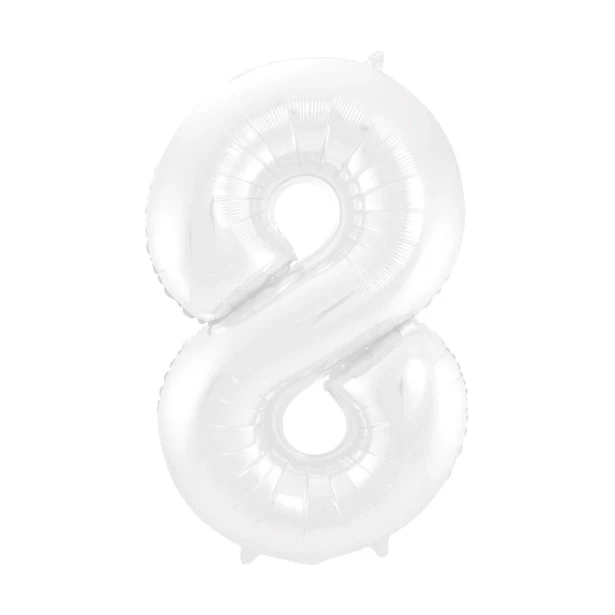 Folieballon 8 jaar metallic wit 86cm
