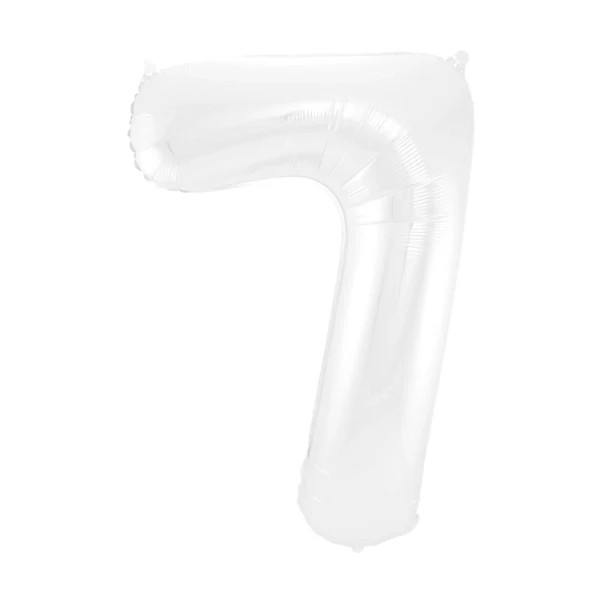 Folieballon 7 jaar metallic wit 86cm
