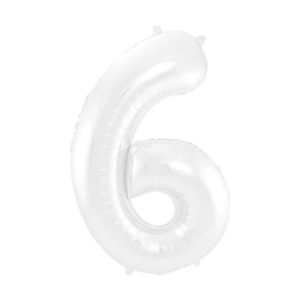 Folieballon 6 jaar metallic wit 86cm