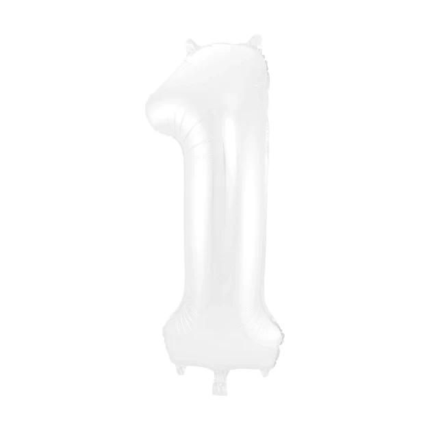 Folieballon 1 jaar metallic wit 86cm