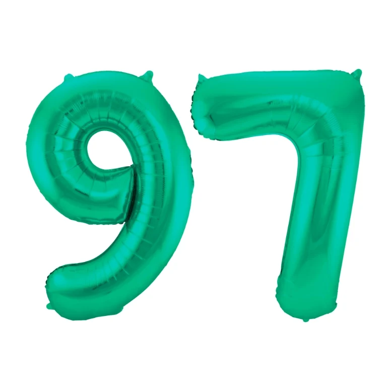 Folieballon 97 jaar metallic groen 86cm
