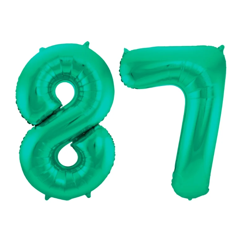 Folieballon 87 jaar metallic groen 86cm