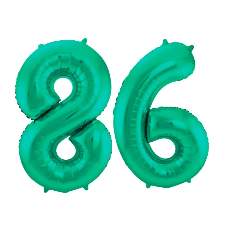 Folieballon 86 jaar metallic groen 86cm