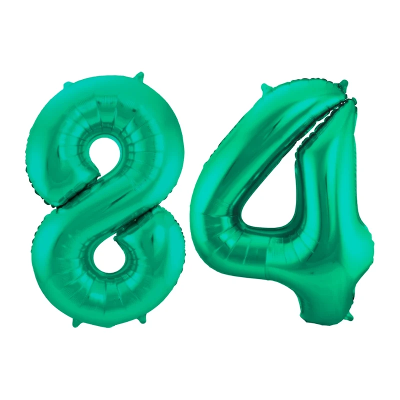 Folieballon 84 jaar metallic groen 86cm