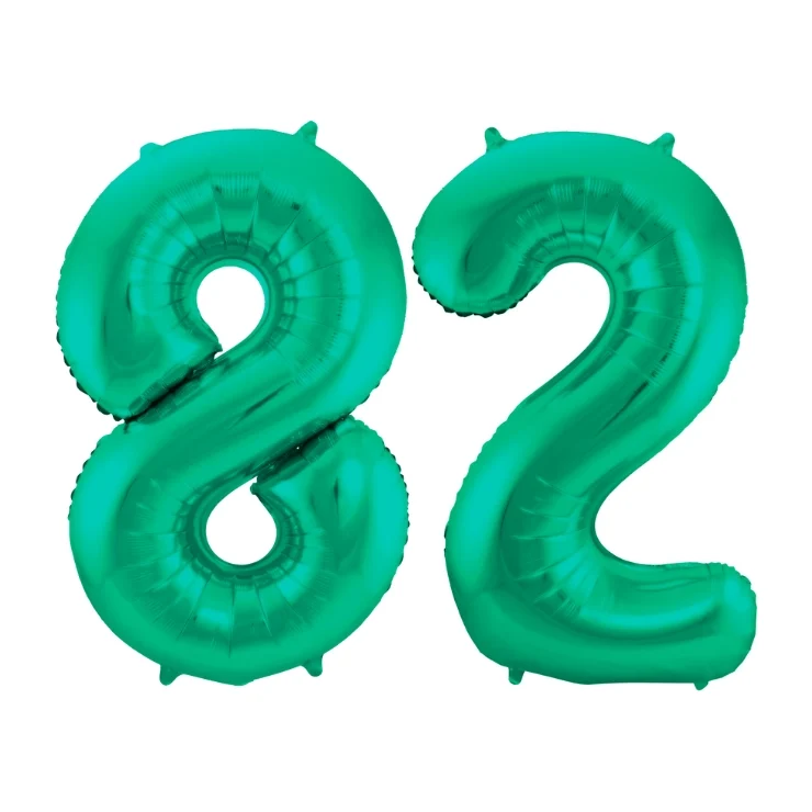 Folieballon 82 jaar metallic groen 86cm