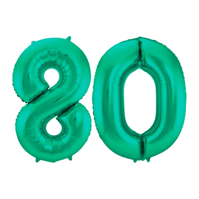 Folieballon 80 jaar metallic groen 86cm