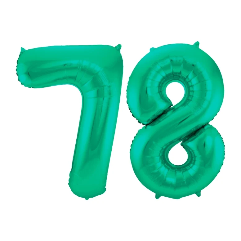 Folieballon 78 jaar metallic groen 86cm