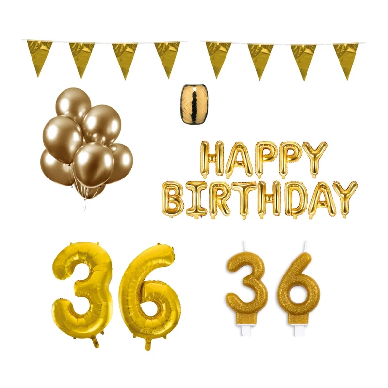 36 jaar Verjaardag Versiering Pakket Goud