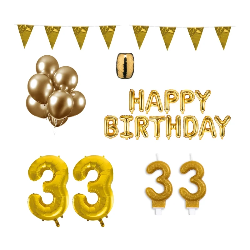 33 jaar Verjaardag Versiering Pakket Goud