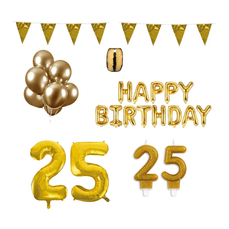 25 jaar Verjaardag Versiering Pakket Goud