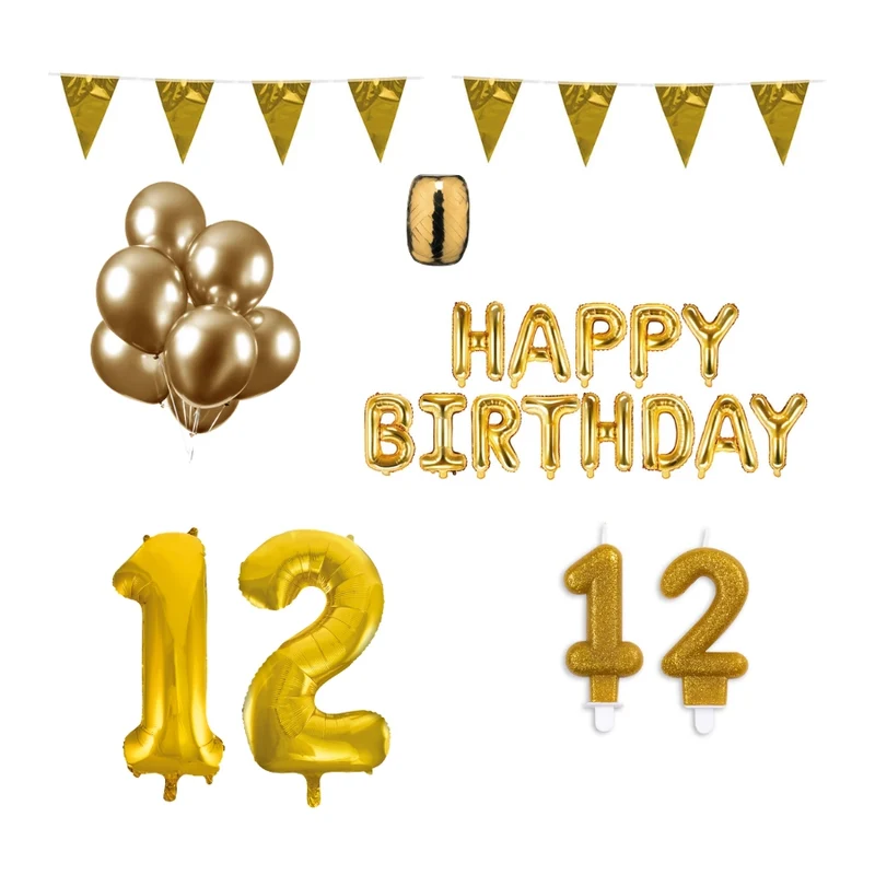 12 jaar Verjaardag Versiering Pakket Goud