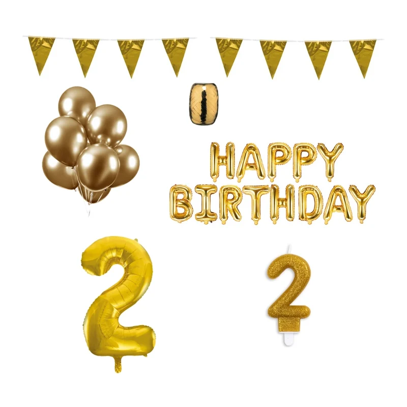 2 jaar Verjaardag Versiering Pakket Goud