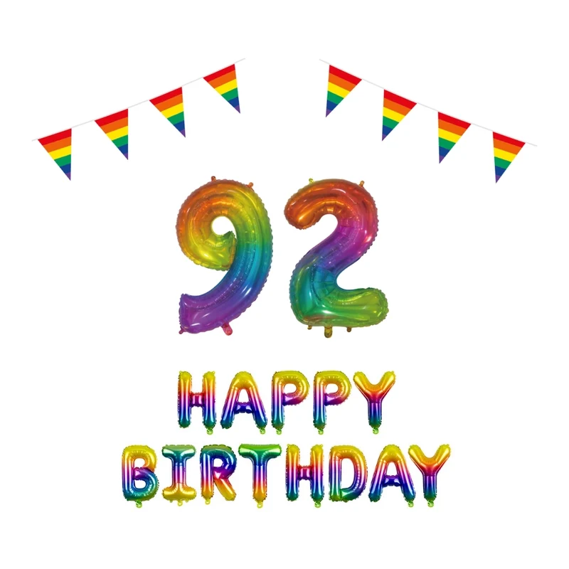 92 jaar Verjaardag Versiering Pakket Regenboog
