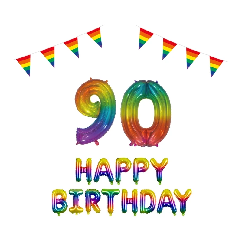 90 jaar Verjaardag Versiering Pakket Regenboog