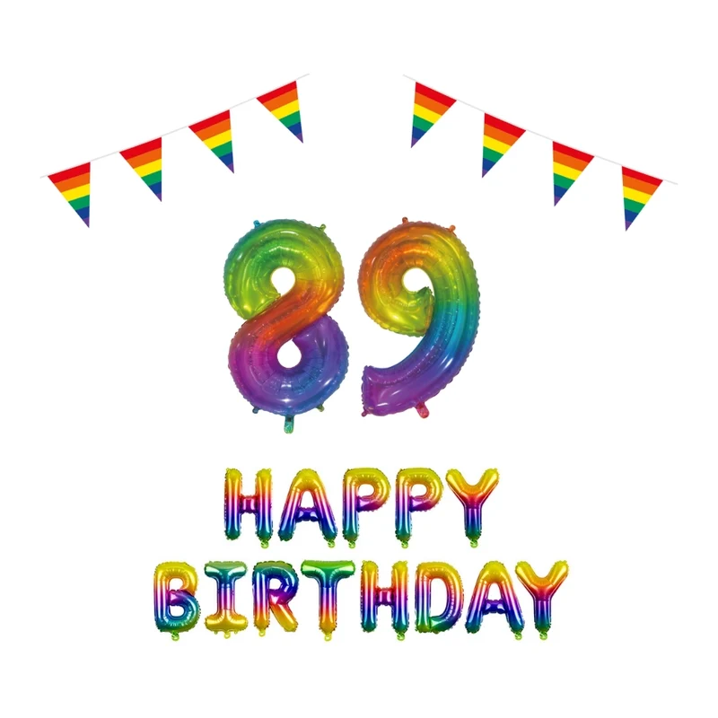 89 jaar Verjaardag Versiering Pakket Regenboog