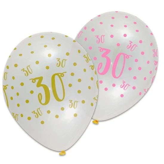 Ballonnen 30 Jaar Pink/Gold Chic (6st)
