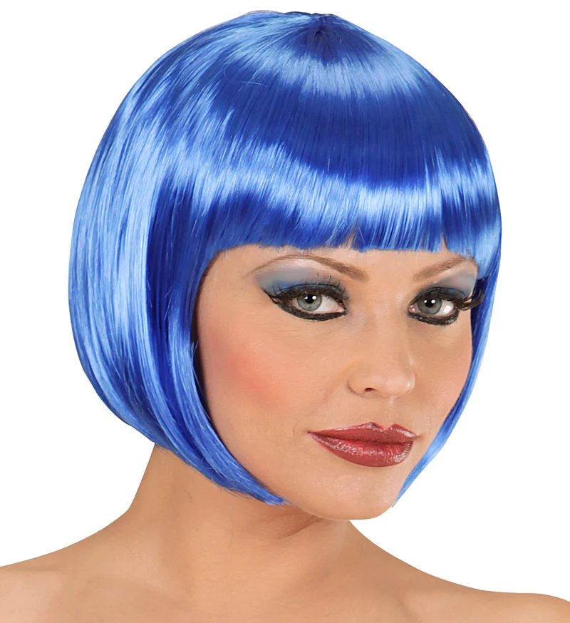 Blauwe boblijn pruik dame