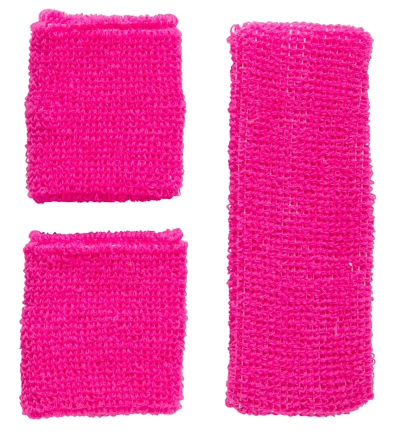 Roze zweetbanden neon set