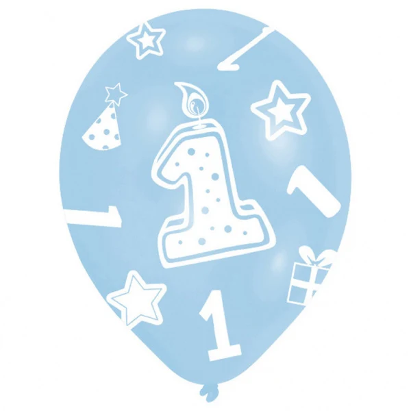 Ballonnen Verjaardag 1 Jaar Blauw - 6 Stuks