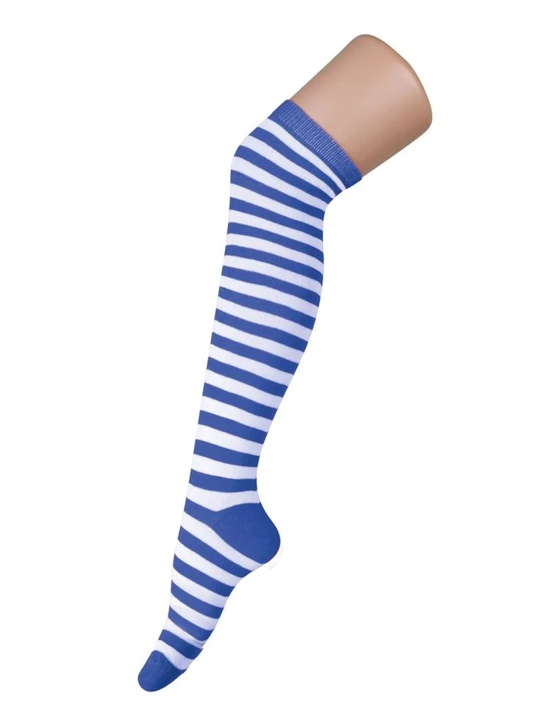Blauw wit gestreepte Dorus kniekousen