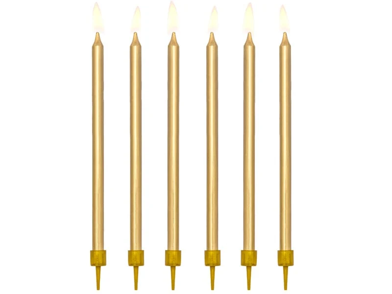 Taartkaarsjes goud 12,5cm - 12 stuks