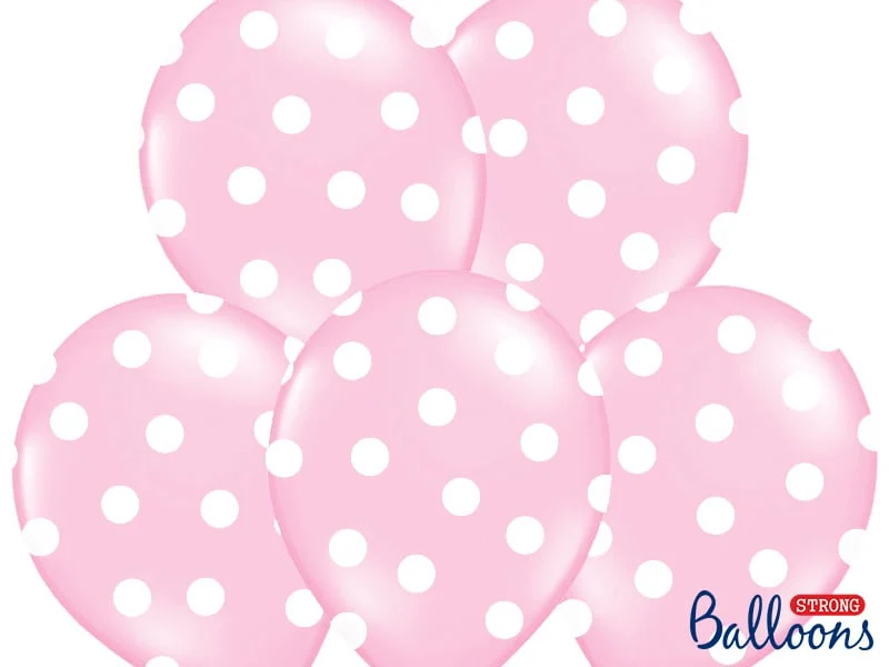 Ballon baby roze pastel met witte stippen 6 stuks