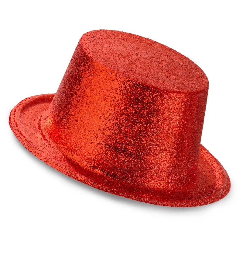 Glitter hoge hoed rood