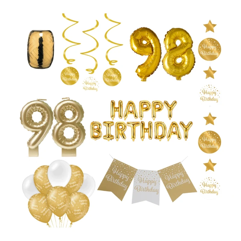 98 jaar Verjaardag Versiering Pakket Gold