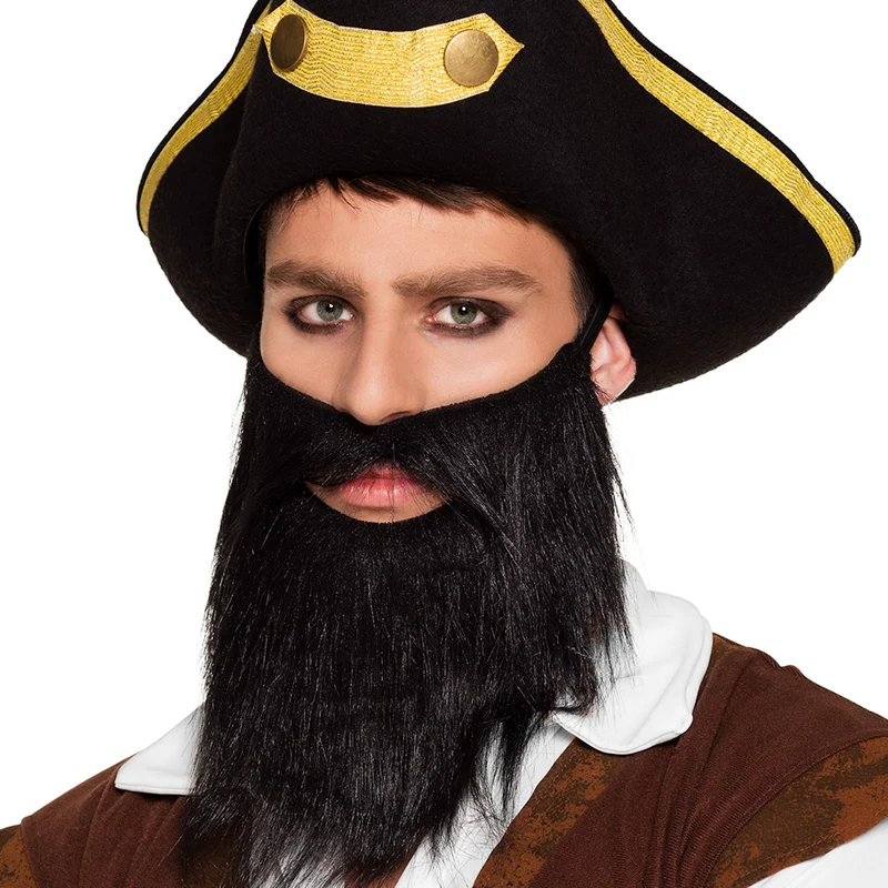 Baard Piraat zwart lang