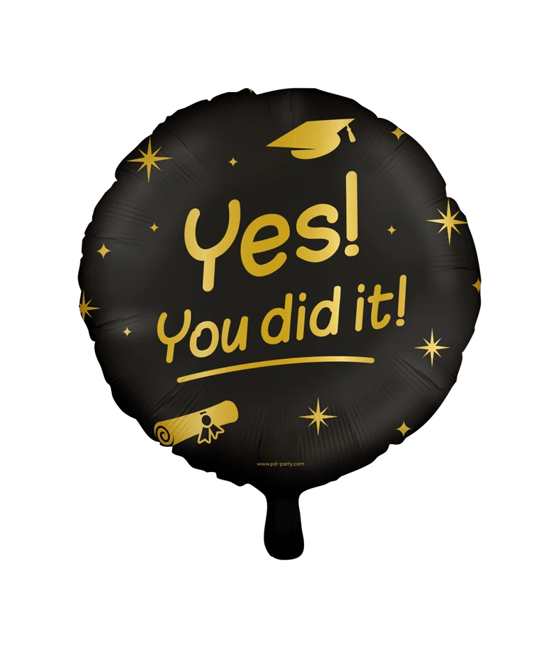 Classy Folieballon Geslaagd 'You Did It' Zwart/Goud (46cm)