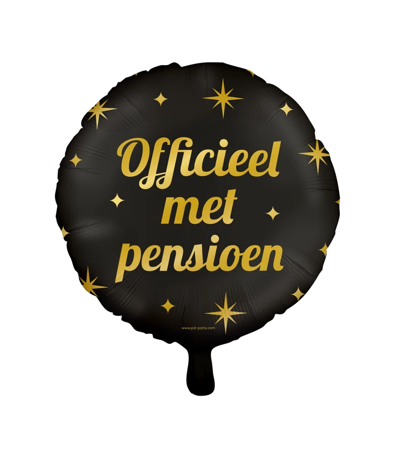 Classy Folieballon Pensioen Zwart/Goud (46cm)