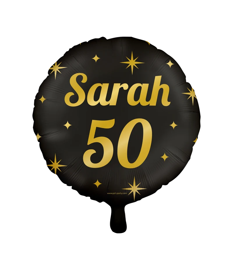 Classy Folieballon Sarah 50 Jaar Zwart/Goud (46cm)