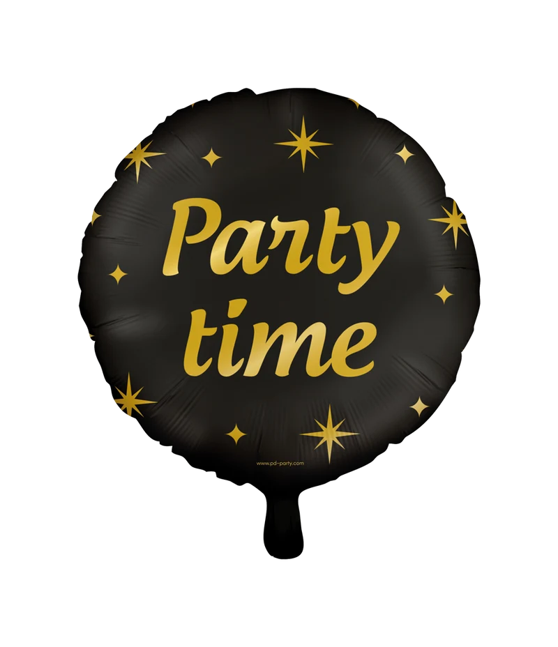 Classy Folieballon Party Time Zwart/Goud (46cm)